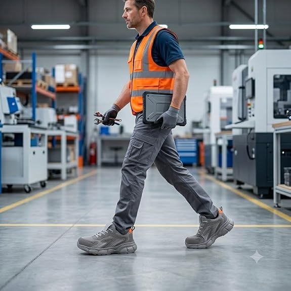 Non-Metal Safety Shoes for Men Composite Toe Work Shoes, SBP Standard, Oil Resistant EVA Sole, Breathable Mesh Lightweight